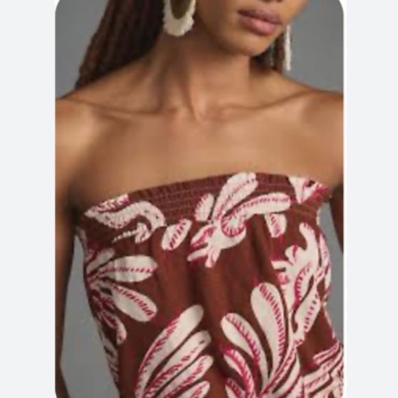 Brand New ANTHROPOLOGIE STRAPLESS SMOCKED BUBBLE TOP - Picture 2 of 9